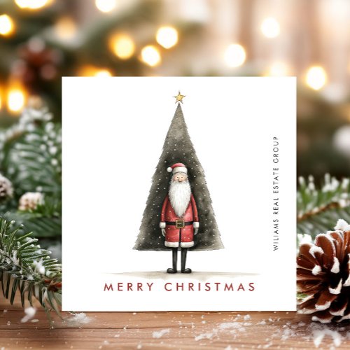 Whimsical Minimalist Santa Claus Christmas Company Holiday Card