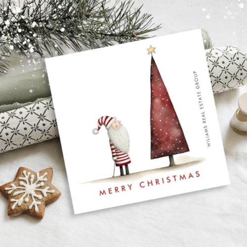 Whimsical Minimalist Santa Claus Christmas Company Holiday Card