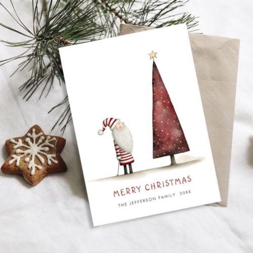 Whimsical Minimalist Santa Claus Christmas Holiday Card