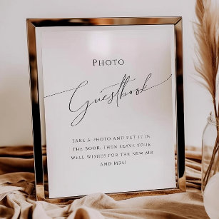 Whimsical Minimalist Scrip   Photo Guest Book Sign