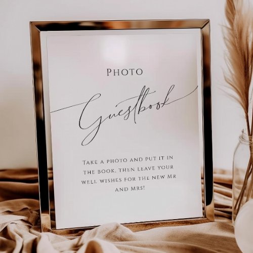 Whimsical Minimalist Scrip  Photo Guest Book Sign