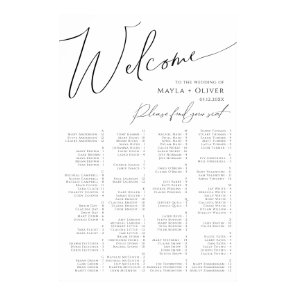 Whimsical Minimalist Script Alphabetical Seating P Poster