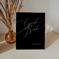 Whimsical Minimalist Script | Black Guest Book