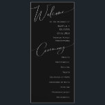 Whimsical Minimalist Script | Black Wedding Program<br><div class="desc">This whimsical minimalist script | black wedding program is perfect for your classic simple black and white minimal modern boho wedding. The design features elegant, delicate, and romantic handwritten calligraphy lettering with formal shabby chic typography. The look will go well with any wedding season: spring, summer, fall, or winter! The...</div>
