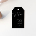 Whimsical Minimalist Script Black Wedding Welcome Gift Tags<br><div class="desc">These whimsical minimalist script black wedding welcome gift tags are perfect for your classic simple black and white minimal modern boho wedding. The design features elegant, delicate, and romantic handwritten calligraphy lettering with formal shabby chic typography. The look will go well with any wedding season: spring, summer, fall, or winter!...</div>