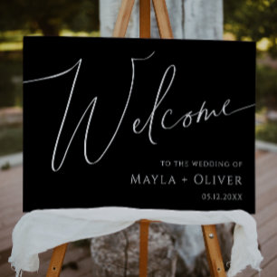 Whimsical Minimalist Script Black Welcome Foam Board