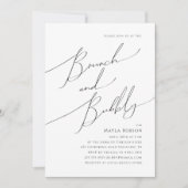 Whimsical Minimalist Script Brunch and Bubbly Invitation (Front)