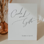 Whimsical Minimalist Script Cards and Gifts Pedestal Sign<br><div class="desc">This whimsical minimalist script cards and gifts pedestal sign is perfect for your classic simple black and white minimal modern boho wedding. The design features elegant, delicate, and romantic handwritten calligraphy lettering with formal shabby chic typography. The look will go well with any wedding season: spring, summer, fall, or winter!...</div>