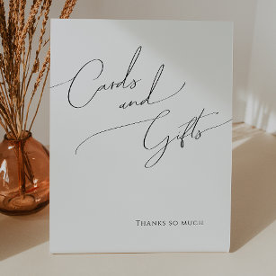 Whimsical Minimalist Script Cards and Gifts Pedestal Sign