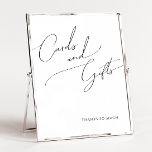 Whimsical Minimalist Script Cards and Gifts Sign<br><div class="desc">This whimsical minimalist script cards and gifts sign is perfect for your classic simple black and white minimal modern boho wedding. The design features elegant, delicate, and romantic handwritten calligraphy lettering with formal shabby chic typography. The look will go well with any wedding season: spring, summer, fall, or winter! The...</div>