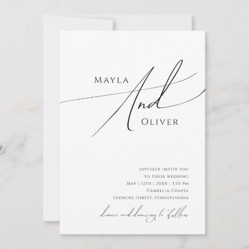 Whimsical Minimalist Script Casual Wedding Invitation | Zazzle