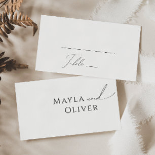Whimsical Minimalist Script Flat Wedding Place Card