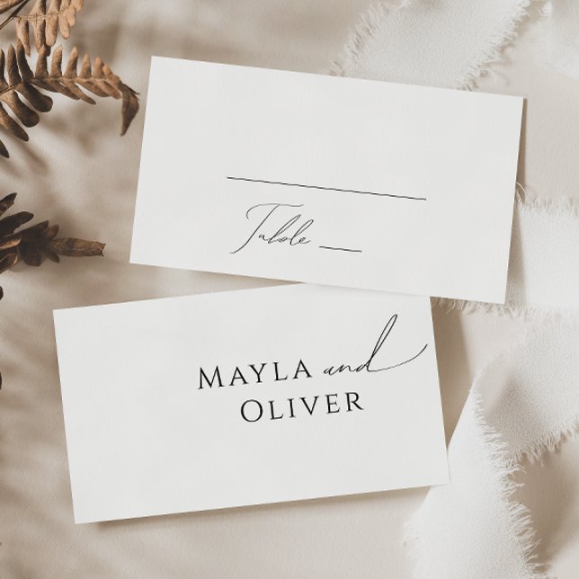 Whimsical Minimalist Script Flat Wedding Place Card (Creator Uploaded)