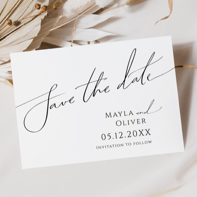 Whimsical Minimalist Script Horizontal Save The Date (Creator Uploaded)