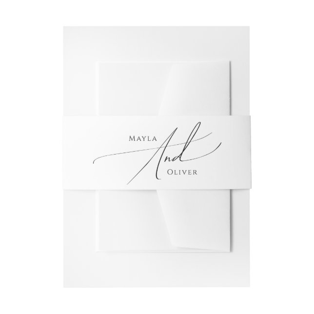 Whimsical Minimalist Script Invitation Belly Band (Front Example)