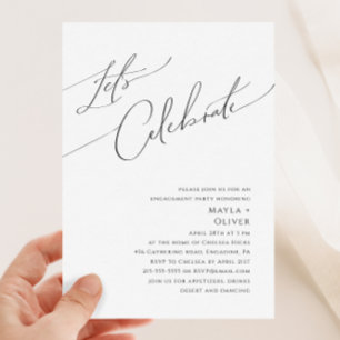 Whimsical Minimalist Script Let's Celebrate Invita Invitation