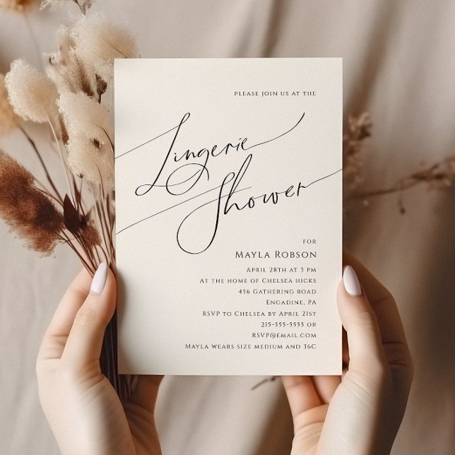Whimsical Minimalist Script Lingerie Shower Invitation (Creator Uploaded)