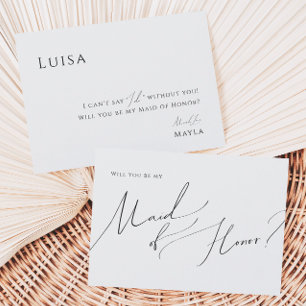 Whimsical Minimalist Script Maid of Honor Card
