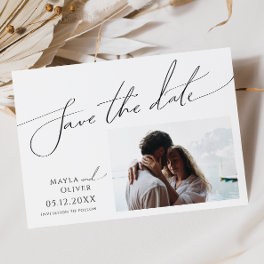 Whimsical Minimalist Script Photo Horizontal Save The Date