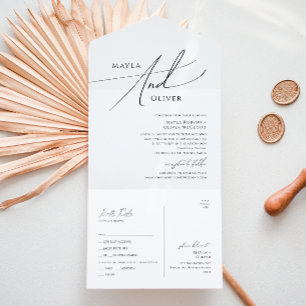 Whimsical Minimalist Script Seal and Send All In O One Invitation