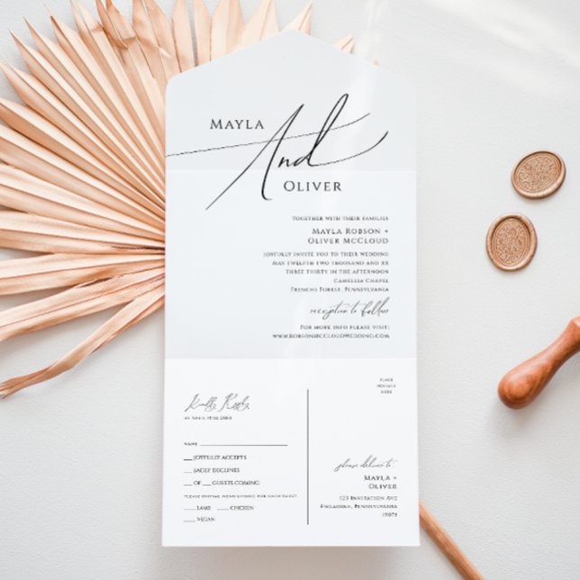 Whimsical Minimalist Script Seal and Send All In O One Invitation (Creator Uploaded)