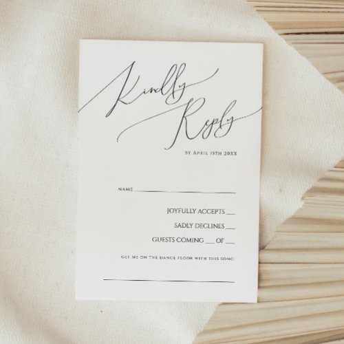 Whimsical Minimalist Script Song Request RSVP Card