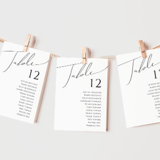 Whimsical Minimalist Script | Table Number Chart