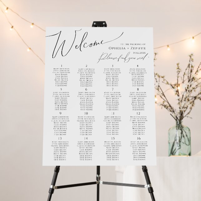 Whimsical Minimalist Script Table Number Seating Foam Board (In Situ (Stand))