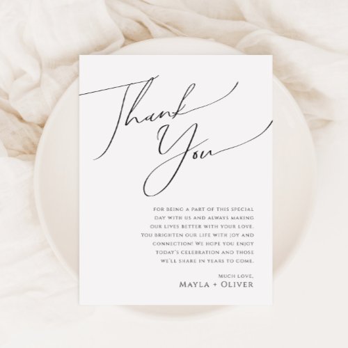 Whimsical Minimalist Script Table Thank You Card
