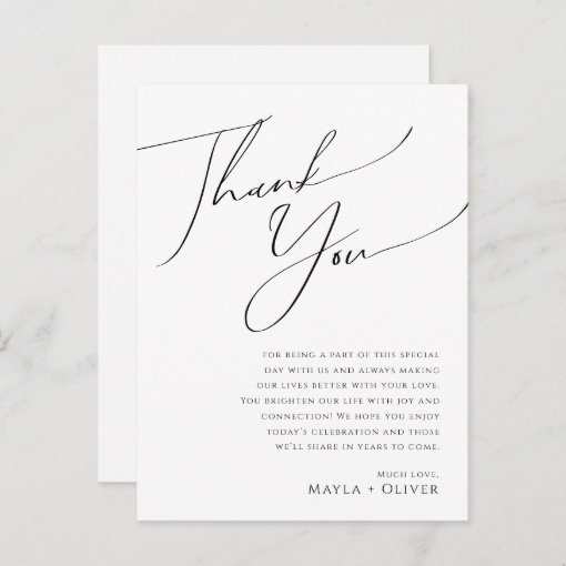 Whimsical Minimalist Script Table Thank You Card | Zazzle