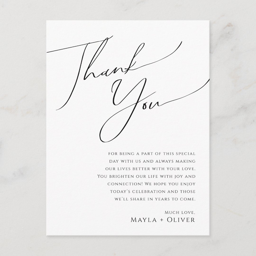 Whimsical Minimalist Script Table Thank You Card 