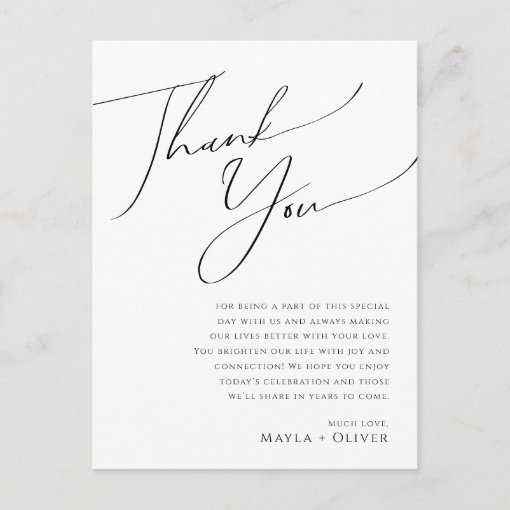 Whimsical Minimalist Script Table Thank You Card | Zazzle