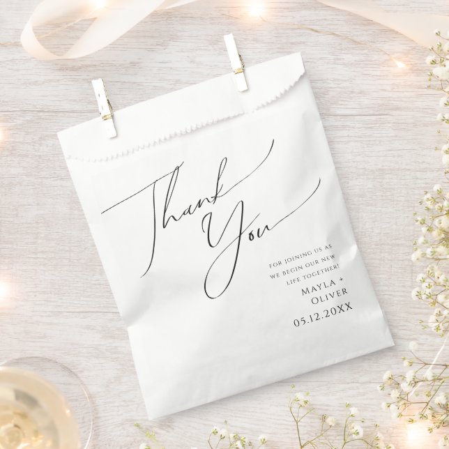 Whimsical Minimalist Script Thank You Favor Bag (Clipped)