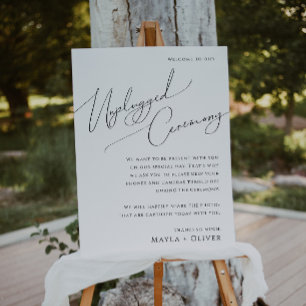 Whimsical Minimalist Script Unplugged Ceremony Foam Board