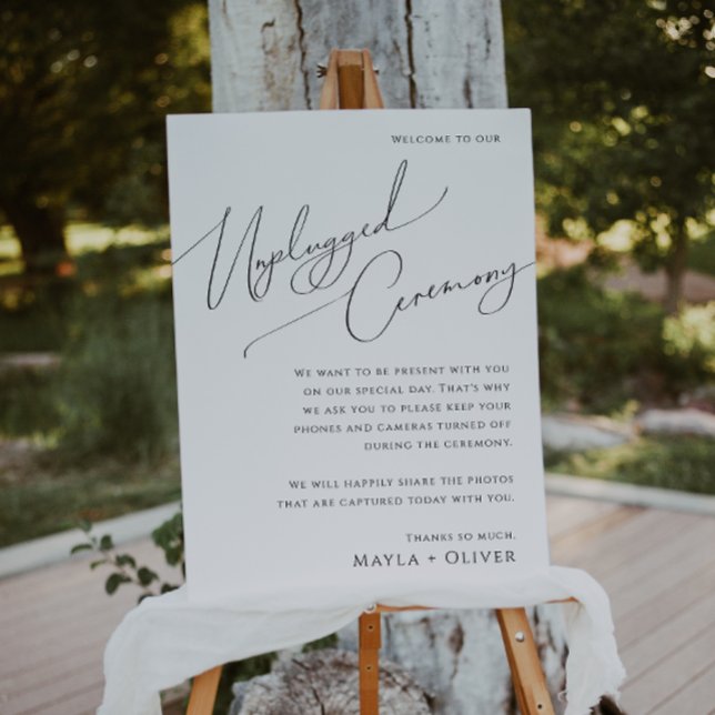 Whimsical Minimalist Script Unplugged Ceremony Foam Board (Creator Uploaded)