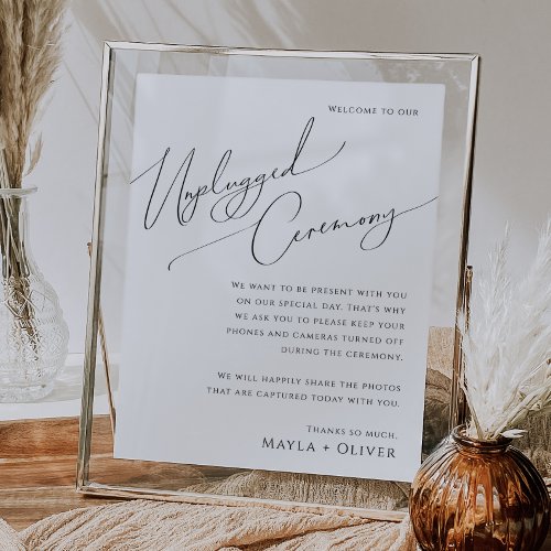 Whimsical Minimalist Script Unplugged Ceremony Poster