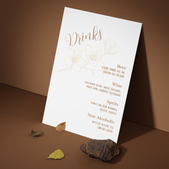 Whimsical Minimalist Script Wedding Drinks Menu Poster (Cheers to Love: Whimsical Script Wedding Drinks Menu)