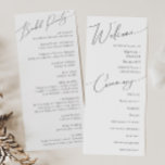 Whimsical Minimalist Script Wedding Program<br><div class="desc">This whimsical minimalist script wedding program is perfect for your classic simple black and white minimal modern boho wedding. The design features elegant, delicate, and romantic handwritten calligraphy lettering with formal shabby chic typography. The look will go well with any wedding season: spring, summer, fall, or winter! The product is...</div>