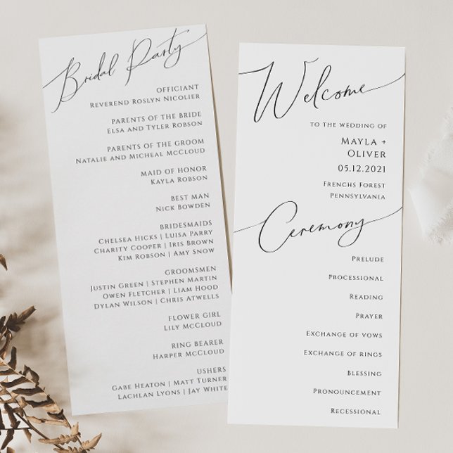 Whimsical Minimalist Script Wedding Program (Creator Uploaded)