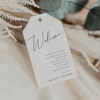 Whimsical Minimalist Script | Wedding Welcome Gift Tags by SongbirdandSage at Zazzle
