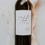 Whimsical Minimalist Script Wedding Wine Label