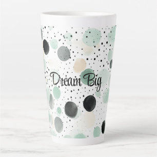 Whimsical Mint Black Cream Dots   Latte Mug