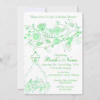 Whimsical Minty Green Bridal Shower Invite 1 by LilithDeAnu at Zazzle