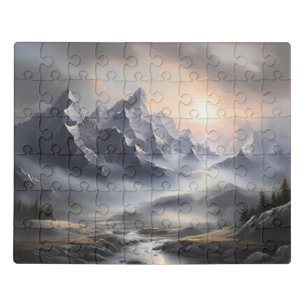 Whimsical Misty Mountain Landscape Jigsaw Puzzle