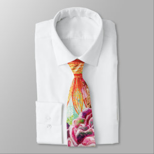Whimsical mixed media collage art neck tie