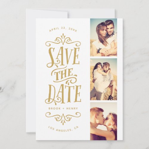 Whimsical Mod 3_Photo Save The Date  Gold