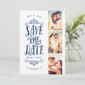 Whimsical Mod 3-Photo Save The Date | Navy (Standing Front)