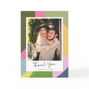 Whimsical Modern Abstract Personalized Photo Thank You Card