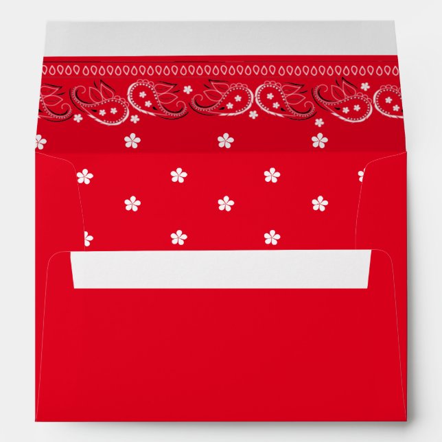 Whimsical Modern Birthday Cute Red Bandana Envelope (Back (Bottom))