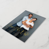 Whimsical Modern Calligraphy Save the Date Photo  Foil Invitation (Rotated)